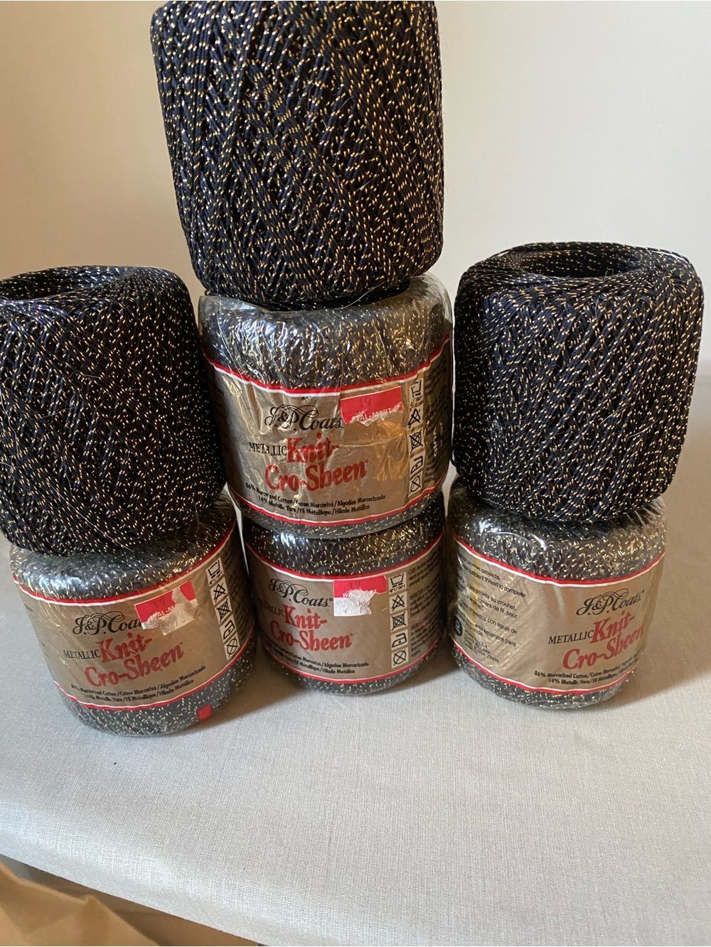 J.P. Coats Vintage Metallic Knit-Cro-Sheen. Size 10. LOT OF 7